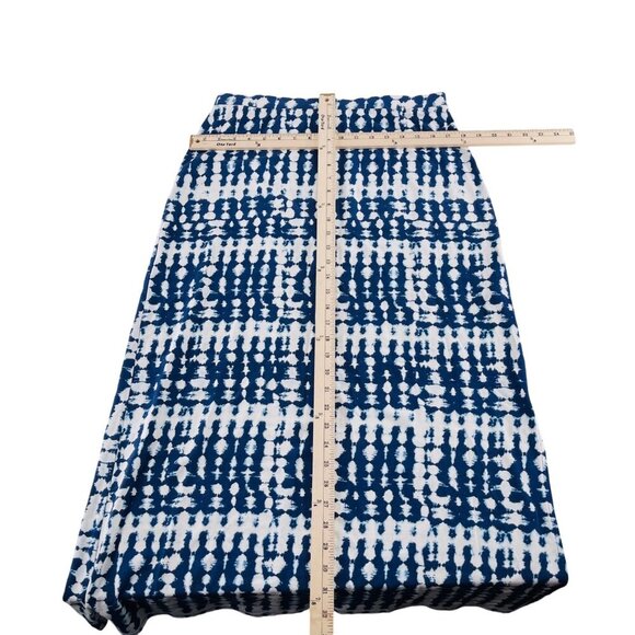 Chicos Size 1 Small Womens Blue & White Tie-Dye Maxi Skirt Stretch Knit - Picture 4 of 5